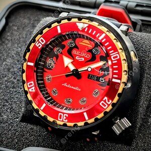 Full Automatic Red ONE PIECE Tuna Canned Diver Mod Watch 47mm Sapphire 24jewels